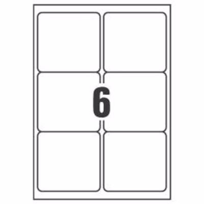 Immagine di Etichette adesive bianche in carta ecologica, 99,1x93,3mm, 6 etichette per foglio, 100 fogli