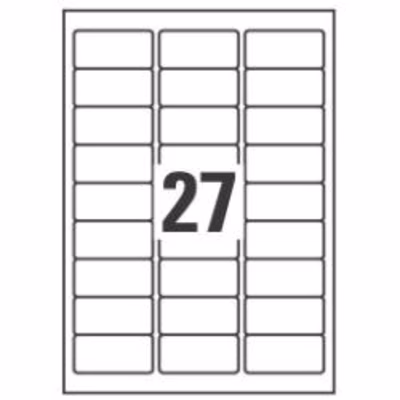 Immagine di Etichette adesive in poliestere argento, l6011-20, 63,5x29,6mm, 27 etichette per foglio, 20 fogli