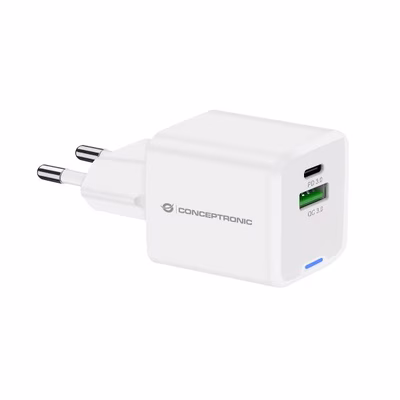 Immagine di Caricabatterie a 2 porte PD (1x USB e 1x USB-C) CONCEPTRONIC ALTHEA15W 20W colore bianco