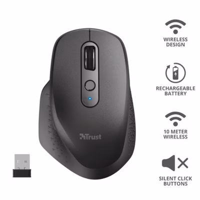 Immagine di TRUST MOUSE ERGONOMICO WIRELESS RICARICABILE - SCROLL OR 23812