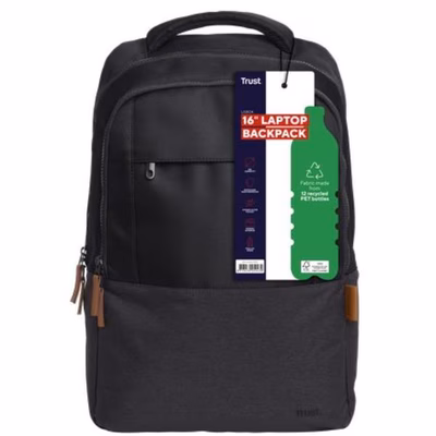 Immagine di Zaino notebook da 16" rpet nero TRUST LISBOA ZAINOECO CON CAPACITè€ FINO A 16â€™â€™ - 10 25244