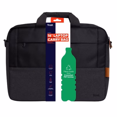 Immagine di Notebook da 16 rpet Nero TRUST LISBOA BORSA ECO LAPTOP FINO A 16" - 100% MATERIAL 25246