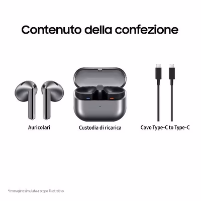 Immagine di Auricolari wireless si USB-C Argento SAMSUNG GALAXY BUDS3 SILVER SM-R530NZAAITV