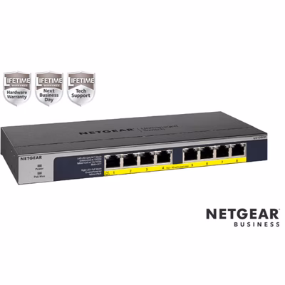 Immagine di Switch NETGEAR NETGEAR GS108PP-100EUS Switch Unmanaged PoE a 8 po GS108PP-100EUS