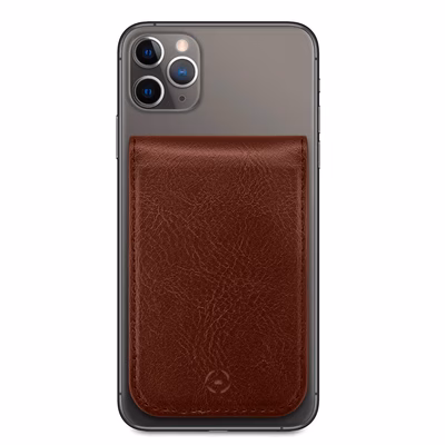 Immagine di Cover similpelle marrone CELLY CARDD - Universal Magnetic Card Holder CARDDBR