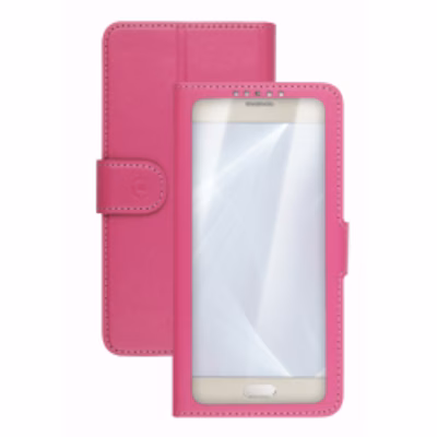 Immagine di Cover similpelle rosa CELLY UNICA VIEW - Universal Case Display Size 5.0"-5.5" UNICAVIEWXXLPK