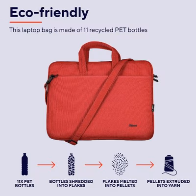 Immagine di Notebook da 15.4 - 16 poliestere riciclato rosso TRUST BOLOGNA BORSA LAPTOP ECO LAPTOP FINO A 16" -
