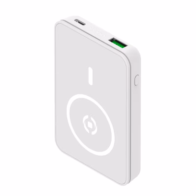 Immagine di Power bank bianco 5.000 mah CELLY MAGPB5000 - 10W Wireless Powerbank 5000 mAh MAGPB5000WH