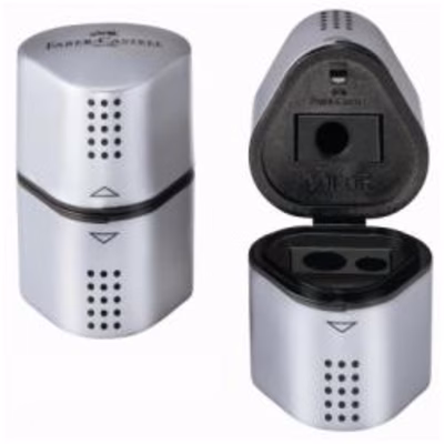 Immagine di Temperamatite con serbaoio a tre fori FABER CASTELL GRIP colore grigio