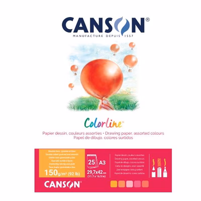 Immagine di Cartoncino CANSON ColorLine A3 g150 fuoco risma da 25 fogli