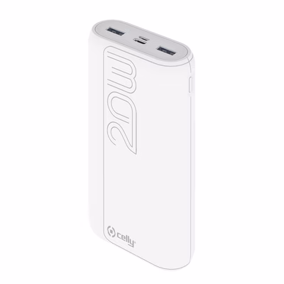 Immagine di Power bank Bianco 20.000 mah CELLY PBPD20000EVO - 20W Powerbank PD 20W 20000 mAh PRO PBPD20000EVOW