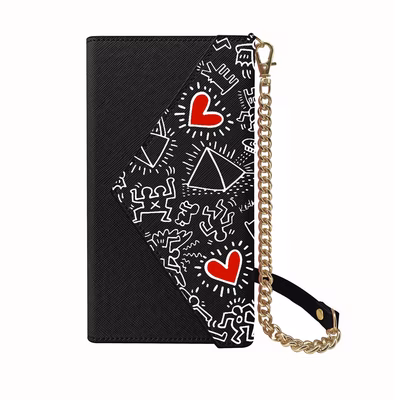 Immagine di Cover poliuretano Nero CELLY KEITH HARING - Universal Magnetic Pochette up to 6 KHPHONEBAG