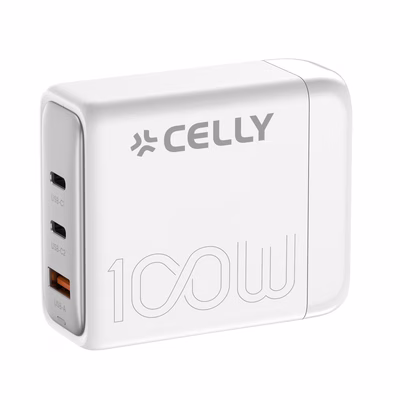 Immagine di Caricabatterie Bianco CELLY PS3GAN100W - 100W Power Station PRO POWER PS3GAN100WWH