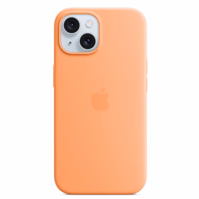 Immagine di Cover MagSafe in silicone colore arancione per iPhone 15 Plus