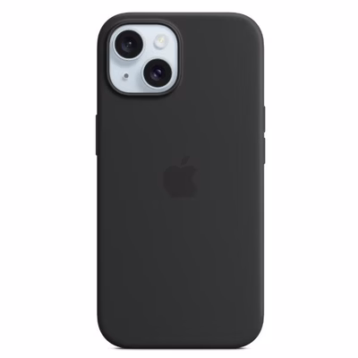 Immagine di Cover MagSafe in silicone colore nero per iPhone 15 Plus