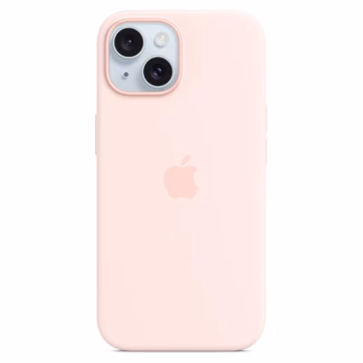 Immagine di Cover MagSafe in silicone colore rosa confetto per iPhone 15 Plus