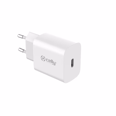 Immagine di Caricabatterie Bianco CELLY GRSTC1USBC25W - 25W USB-C Wall Charger PLANET COL GRSTC1USBC25WWH