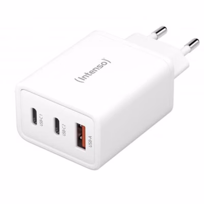 Immagine di Caricabatterie Bianco INTENSO POWER ADAPTER 2 USB-C + 1 USB A GAN 65W 7806512