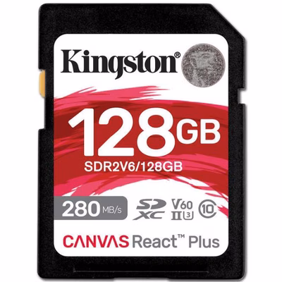 Immagine di Memory Card secure digital 128GB KINGSTON Canvas React Plus V60 SD Memory Card - 128GB - SDR SDR2V6