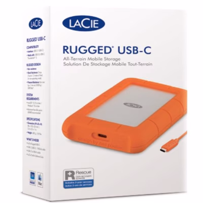 Immagine di Hdd esterni 4000GB USB-C SEAGATE 4TB LACIE RUGGED HDD USB-C STFR4000800_
