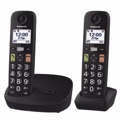 Immagine di Telefono cordless digitale PANASONIC CORDLESS TGU112EXB TASTI GRANDI DUO KX-TGU112EXB