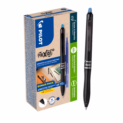 Immagine di Roller colore blu PILOT FRIXION BALL PLUS Clicker canc. Greenpack p.fine mm 0,7 (10roller+10refill)