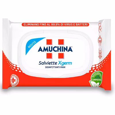 Immagine di Salviette disinfettanti mani AMUCHINA X-GERM con attività virucida - 20 pezzi