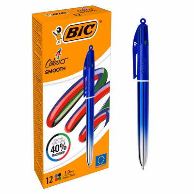Immagine di Penna multifunzione a sfera a scatto BIC 4 COLOURS SMOOTH fusto blu punta media mm 1