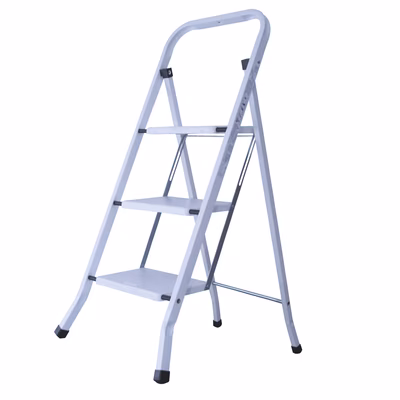 Immagine di Scaletta metallica 3 gradini in acciaio bianca