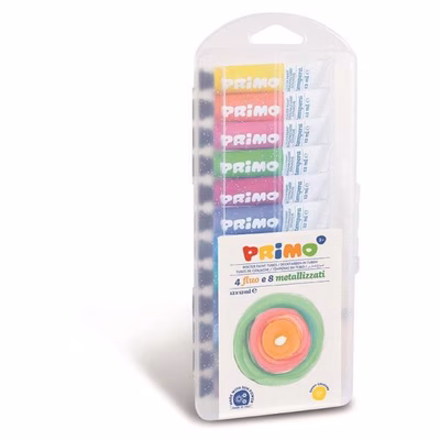 Immagine di Tempera in tubetto - 12 ml - fluo / metal - primo - scatola 12 pezzi