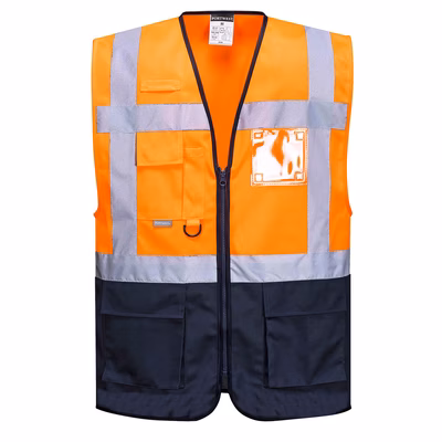 Immagine di Gilet PORTWEST EXECUTIVE VARSAVIA C476 colore arancione/blu navy taglia S