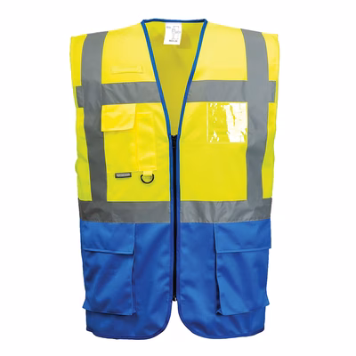 Immagine di Gilet PORTWEST EXECUTIVE VARSAVIA C476 colore giallo/blu royal taglia XL