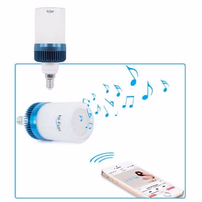 Immagine di Lampada LED 5W=40W attacco E14 con cassa Bluetooth integrata potenza audio in uscita 2,5W