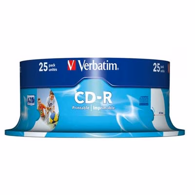 Immagine di Cd-r printable VERBATIM spindle 25 700mb 52x
