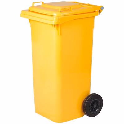 Immagine di Bidone quadro con ruote 240 litri giallo