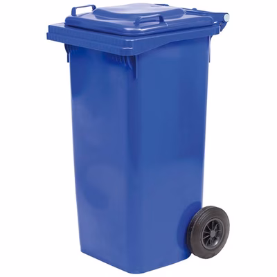 Immagine di Bidone quadro con ruote 240 litri blu