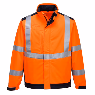 Immagine di Softshell modaflame multi norma arco elettrico PORTWEST MV72 colore arancione/blu navy taglia XXL