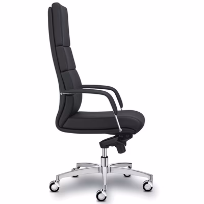 Immagine di Poltrona direzionale BODY schienale alto rivestimento pelle nera