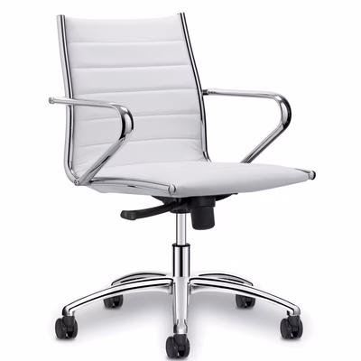 Immagine di Poltrona CLASSIC CR schienale medio rivestimento ecopelle colore bianco