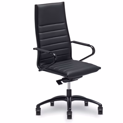 Immagine di Poltrona CLASSIC nero schienale alto rivestimento pelle colore nero