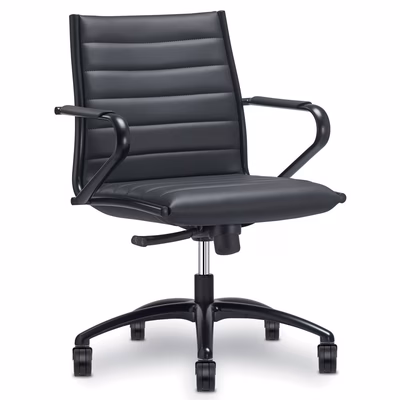 Immagine di Poltrona CLASSIC nero schienale medio rivestimento ecopelle colore nero