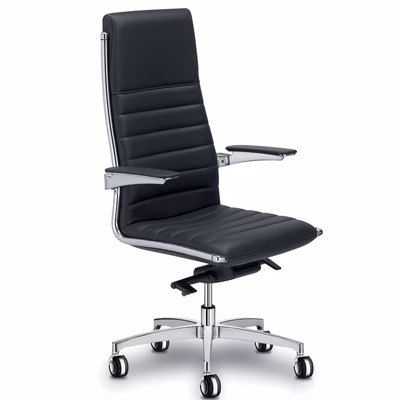 Immagine di Poltrona direzionale VEGA HIT schienale alto in pelle nera