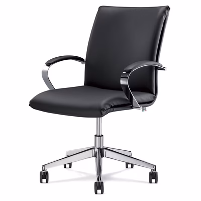 Immagine di Sedia direzionale EQUIPE schienale medio senza oscillante ecopelle nera