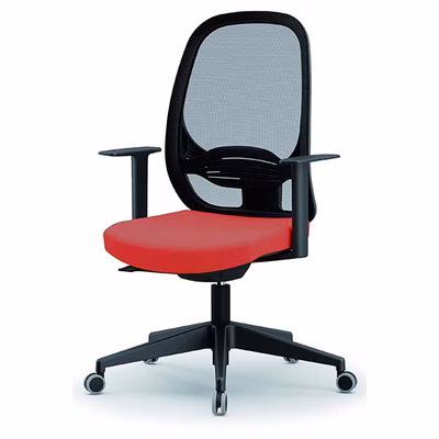 Immagine di Sedia operativa HOPPER braccioli fissi tessuto rosso