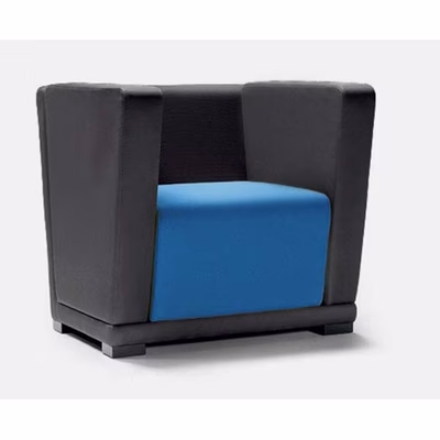 Immagine di Poltrona crt schienale basso c/braccioli base blu