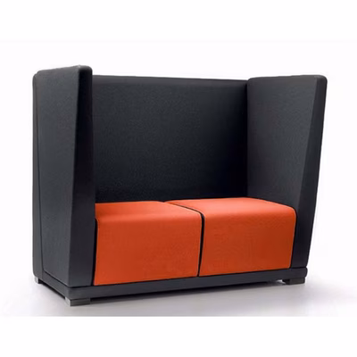 Immagine di Divano crt schienale alto c/braccioli basi colore arancio