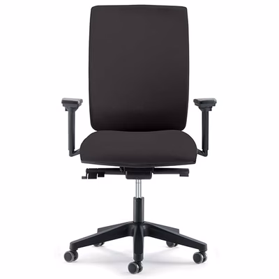 Immagine di Sedia operativa SYSTEM base nylon con braccioli regolabili 3D tessuto nero