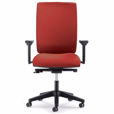 Immagine di Sedia operativa SYSTEM base nylon con braccioli regolabili 3D tessuto rosso