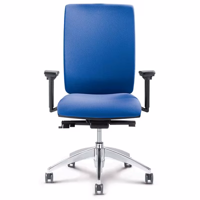 Immagine di Sedia operativa SYSTEM base alluminio con braccioli regolabili 3D tessuto blu