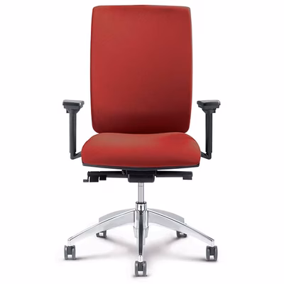 Immagine di Sedia operativa SYSTEM base alluminio con braccioli regolabili 3D tessuto rosso